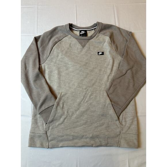 Nike Fleece Sweatshirt Crew Neck Men’s Size Large Front Pocket Pullover Gray - Picture 1 of 8